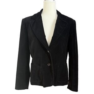 Vtg Rafaella Black Velvet Structured 2 Button Blazer Women’s 12 Retro Preppy